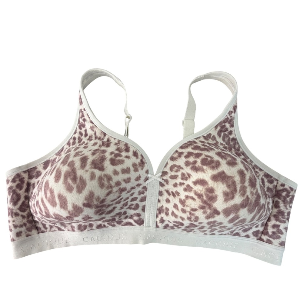 Lane Bryant Cacique Bra 44C Lightly‎ Lined No Wire Bra Animal Print Wireless